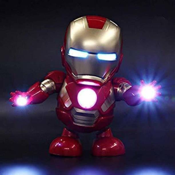 MegaStar Dancing Iron Man Dance Hero Toys Dancing Robot with Light Music Dancing Action Figure w/ Openable Iron Man Mask , Lights & Music Interactive Toy for Boy Girls Kids Children Gift (Iron Man) (Multicolor)