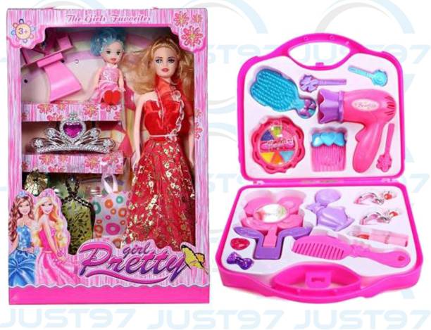 Just97 Combo Pretty Doll for Girls Doll Set & Beautiful Dream Beauty Makeup Set