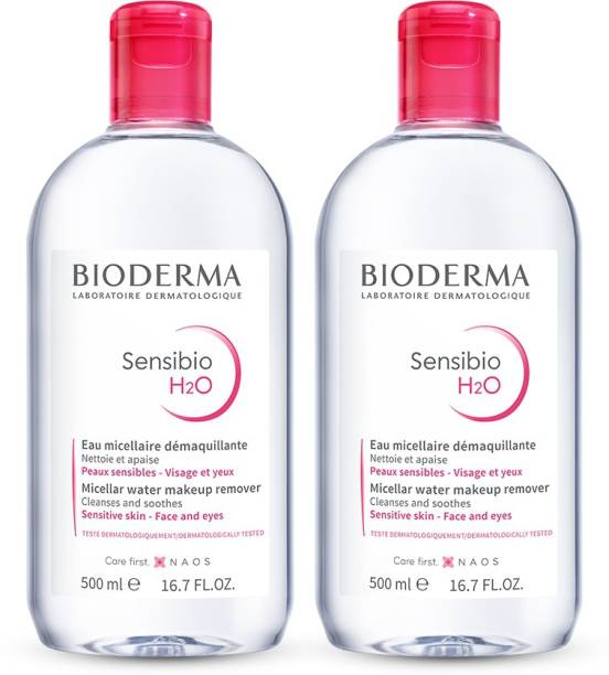 Bioderma Sensibio H2O Daily Soothing Cleanser, Make up Pollution & Impurities Remover Face Eyes Sensitive skin, 500ml - Pack of 2 Makeup Remover