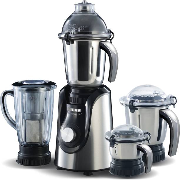 USHA MP800MX4_ Maximus Plus 800 W Mixer Grinder with 1 year extended warranty (4 Jars, Black, Silver)