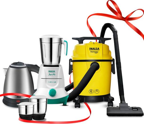 Inalsa Homeasy 10L Vacuum Cleaner + 550W Mixer Grinder Jazz Pro + 1.5L Electric Kettle Absa Wet & Dry Vacuum Cleaner