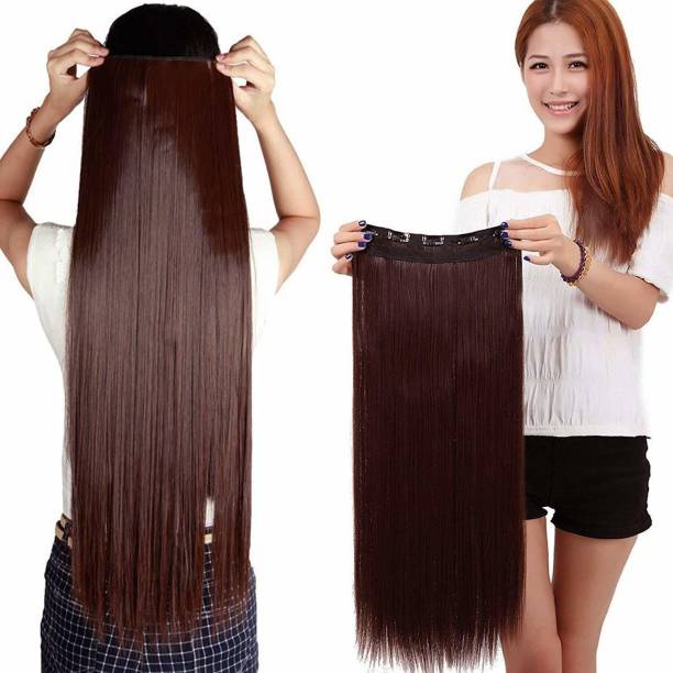 MoonEyes Women's Natural Brown Straight  Extensions in 24 inch ,5 Clips Head in 1 Piece Increase  Length Hair Extension