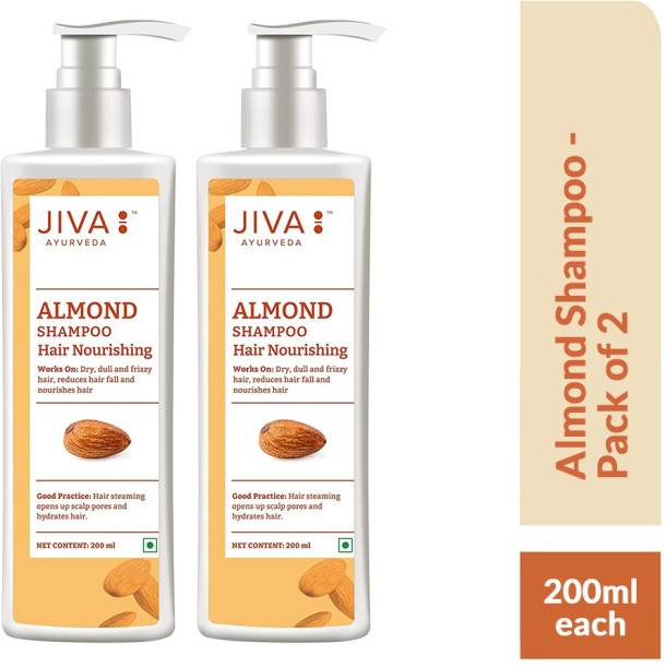 JIVA AYURVEDA Almond Shampoo - Nourishes Hair Roots & Prevents Hair Loss - Promotes Hair Growth - 200 ml Each - Pack f 2