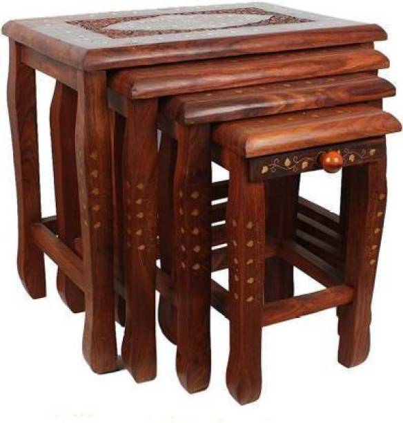 Artesia Sheesham Wood Nesting Tables with Brass Work Solid Wood Nesting Table
