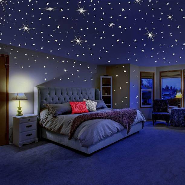 DreamKraft Glow in the Dark Galaxy of Stars with Moon Radium Night Glow wall stickers Perfect For Kids Bedding Room or Birthday Toys Gift ,Beautiful Wall Decals ,Bright and Realistic (280 Stars and Moon) Medium Glow in the Dark Sticker