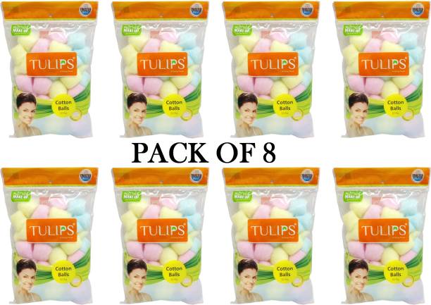 TULIP COLORFUL COTTON BALLS 50 PIECES * 8 PACK TOTAL 400 PIECES ( CAN BE USED FOR ART AND CRAFT TOO)