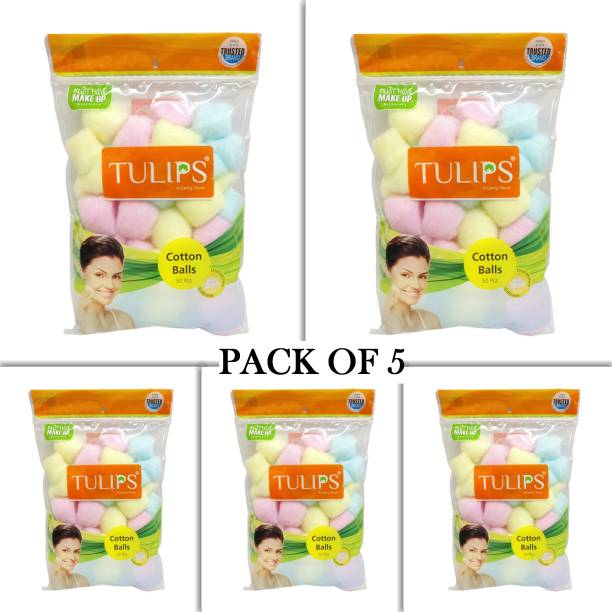 TULIP COLORFUL COTTON BALLS 50 PIECES * 5 PACK TOTAL 250 PIECES ( CAN BE USED FOR ART AND CRAFT TOO)