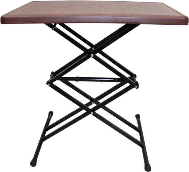Branco Scissor Height-Adjustable Multi Purpose Plastic Top Folding Table for Study, Dining, Outdoor & Laptop Table (Brown, Folding Table, Rectangular) Plastic Outdoor Table