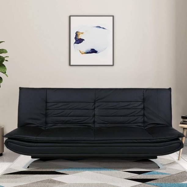 FURNY Brio 3 Seater Sofa cum bed Black Single Solid Wood Sofa Bed