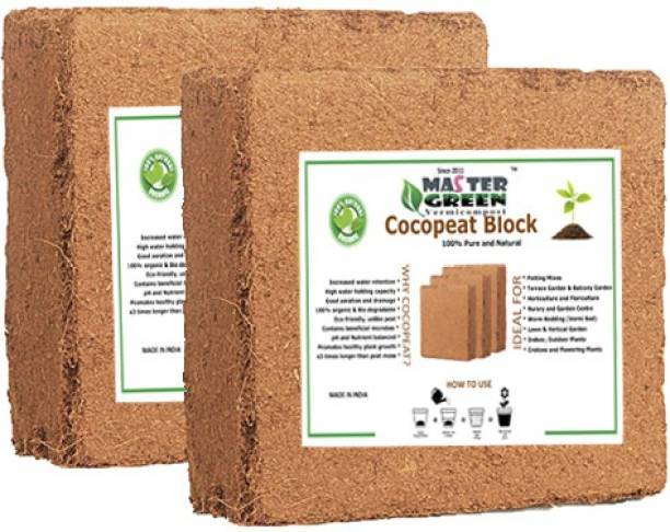 master green COCOPEAT 10KG BLOCK ( Coirpith or Coco fibre or Coco Peat) for Kitchen and Terrace Gardening Manure Manure Manure