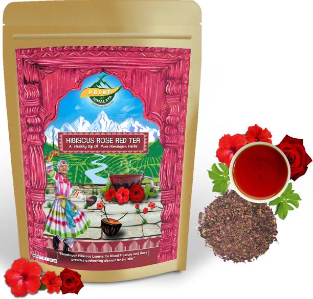 PRIDE OF HIMALAYA HIBISCUS ROSE TEA R ED TEA|ROSE TEA WIT HIBISCUS FLOWER( 50G) Hibiscus Tea Pouch
