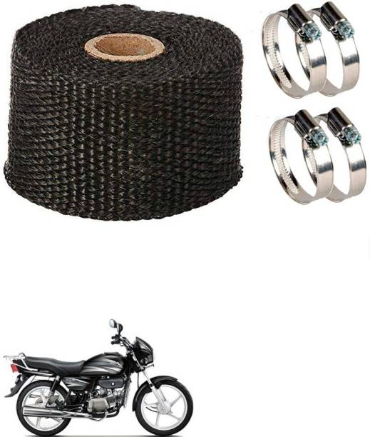 Znee Smart ZS3MT33 Bike Silencer Wrap with 4 Pcs Clamp Heat Shield Bike Exhaust Silencer Wrap 3 Meter Black for Hero Splendor Plus Bike Exhaust Heat Shield
