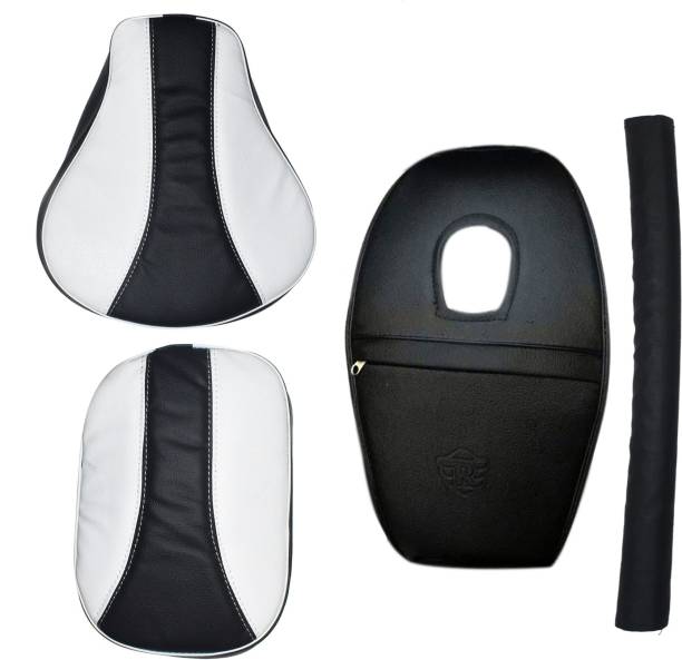 ANK BULLET Stylish Design Seat Cover with Tank Cover + Back Rest Foam Combo Set for Classic 350/500cc (White with Black) Split Bike Seat Cover For Royal Enfield Classic, Classic 350, Classic Chrome, Classic 500, Classic Desert Storm