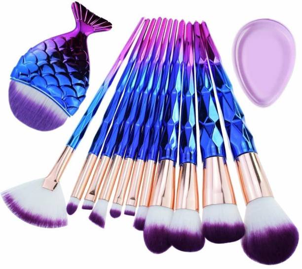 MISSLOOK Diamond Handle Makeup Brush Set with Big Fish Tail for Foundation Eyeshadow Lips (Blue Fish Brush)