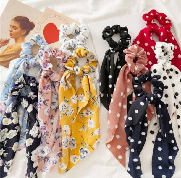 Myra Collection Hair Bands Ponytail Holders Scrunchies Elastic Bow Accessories PACK OF 10 pcs Rubber Band