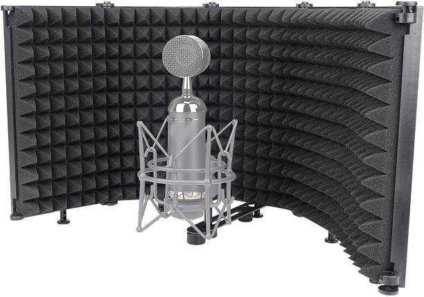 IMAGINEA Studio Recording Professional Microphone Isolation Shield, Pop Filter High Density Absorbent Foam Reflector-Cancelling Filter Wind Screen Compatible Condenser Microphone Recording Equipment (5-Pannel) Sound Isolation Shield