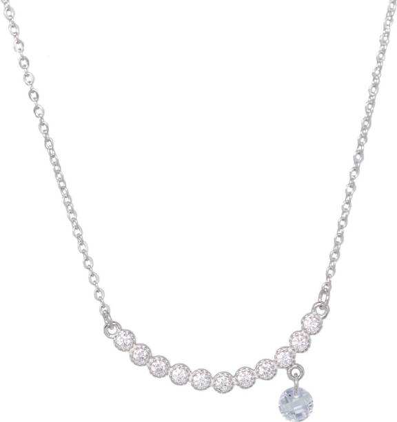 GIVA 925 Sterling Silver Fall Drop Necklace with Chain and 925 stamped Cubic Zirconia Rhodium Plated Sterling Silver Necklace