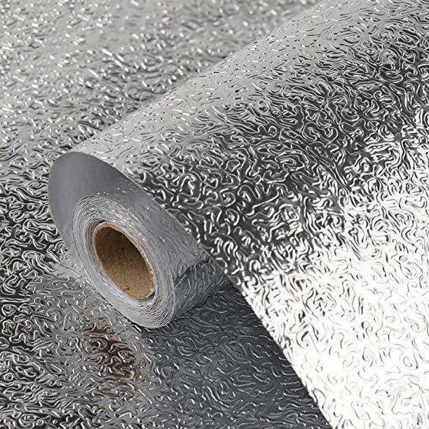 UZANIYA Kitchen Waterproof Self-Adhesive Anti-Mold ,Aluminium foil for Wall and Aluminium Foil Paper Sticker Roll for Kitchen Wall, Drawers (Silver) (60 x 200 cm) Large Self Adhesive Sticker