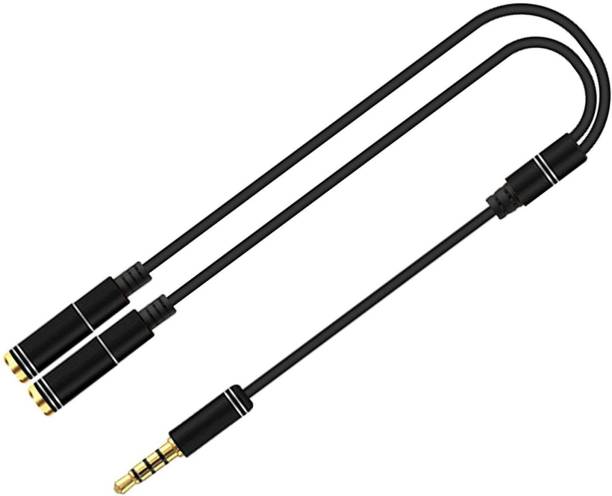 SANNO WORLD Black 3.5mm Jack 1 Male to 2 Female Mic Audio Y Splitter Cable with Separate Headset/Microphone Adapter Cable(30cm) Phone Converter
