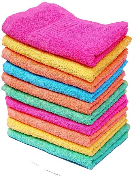 Weaving Poems Cotton High Absorbent Hand Towels, Light Colour (Size: 10X 16 inch) - Set of 10. Multicolor Cloth Napkins