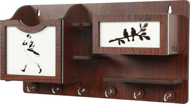 FMSA4 NEW LAUNCH MULTIPURPOSE WOODEN KEY HOLDER & MOBILE CHARGING STAND ONE BOX SINGLE SLOTE RACK SHELF FULLY MULTYPURPOSE Wood Key Holder