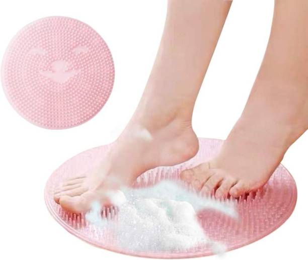 RedHooS Shower Foot Scrubber Foot Brush Massager Pad with Non Slip Suction Cup Bath Tub Mat Foot Acupressure Silicone Pad Foot Back Cleaner Exfoliator Pad (Multicolor)