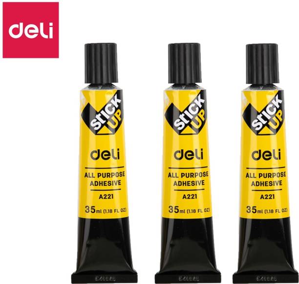 Deli Non Toxic Multi-Purpose Super Bond Glue Tube, Heavy Adhesive Industrial, Office, Home, Schools Projets. Fixing Jewelry, Art & Crafts Work,Glue Tube, Pack of 3, 35ml
