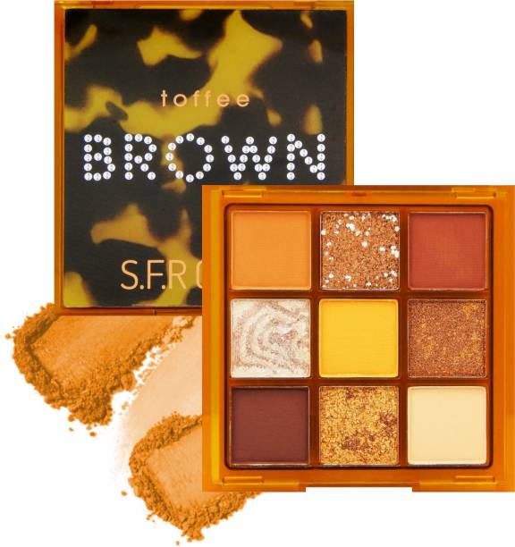 s.f.r color Toffee brown nude shimmer eyeshadow palette | matte and shimmer combo eyeshadow palette | 9 color eyeshadow palette 9 g