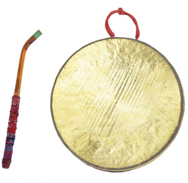 Real Craft Metal Gong Bell,Pooja Ghanta, Puja Ghanti, Indian Sacred Ghadiyal, 6 Inch Brass Pooja Bell
