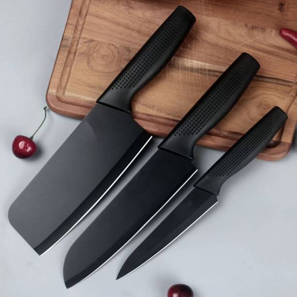 Premium Stainless Steel Santoku Knife for Kitchen Chopping,High Carbon Ultra Sharp Knife Japanese Cooking Chef Knife for Meat and Vegetable Cutter Clever (Black Knife 3 Pic) Kitchen Tool Set