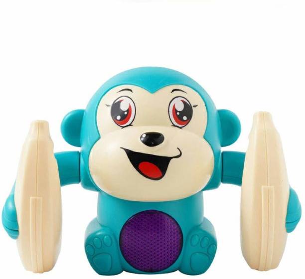 Galactic Dancing and Spinning Rolling Doll Tumble Monkey Toy Voice Control Banana Monkey Musical Educational Flash Light Activity Jumping Toy for Kids for Kids 1 Years,Tumbler Monkey Multicolor (Multicolor, Pack of: 1)
