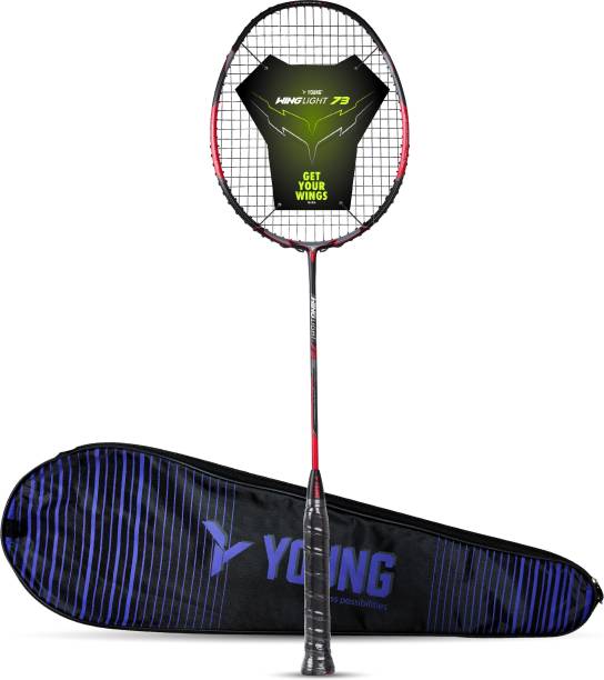 Young Wing Light 73 (73g, 30LBS) Black, Red Strung Badminton Racquet