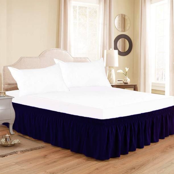 Mammayo Fitted King Size Bed Skirt, Navy King Size Bed Skirt