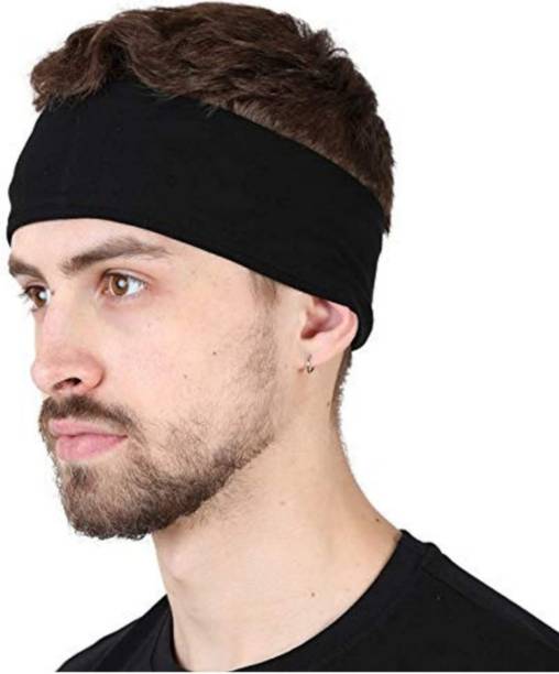 BISMAADH Men & Women Solid Headband for Sports, Cycling, Walking, Exercise, Biking etc.(Black) Head Band