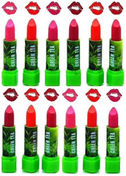 THE NYN Insta Beauty Green Tea Creamy Enrich Velvet Matte Premium Lipstick Pack of 12
