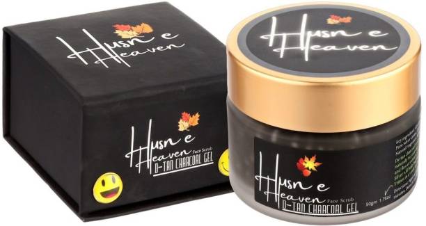 Husn e heaven Organic Charcoal Gel Scrub with silver for men & women provides anti tanning, glow & even tone Scrub