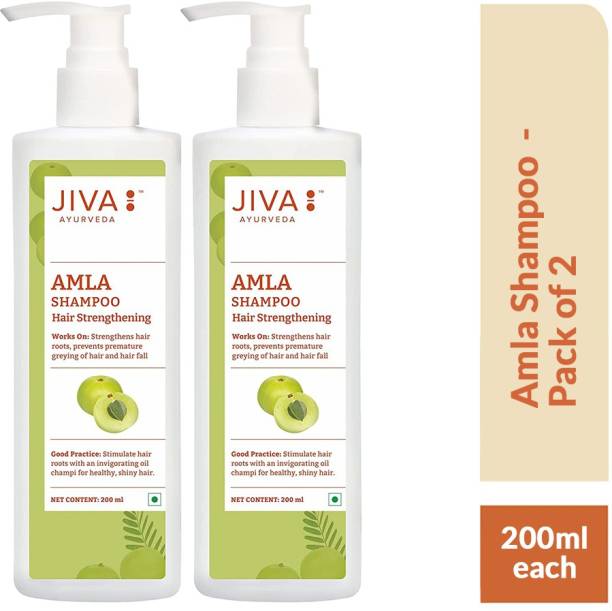 JIVA AYURVEDA Amla Shampoo - Ayurvedic Shampoo For Preventing Hairfall & Breakage - 200 ml Each - Pack of 2