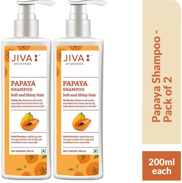 JIVA AYURVEDA Papaya Shampoo - Scalp Cleansing Formula - 200 ml Each - Pack of 2