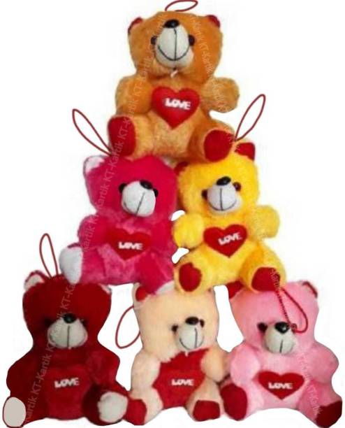 KT-kartik Small love Six Cute Teddy Bear Love Friends Multi Colors  - 12 cm