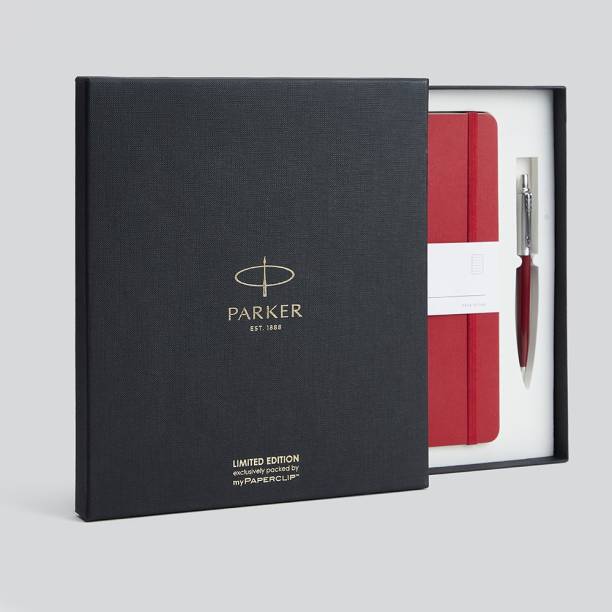 PARKER Jotter Ball Pen Gift Set with myPAPERCLIP A5 Diary Single Rule 192 Pages