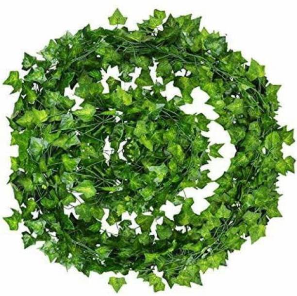 Laddu Gopal Artificial Plants Leaves Ivy Garlands Plant Greenery Hanging Vine Creeper(4 pcs) Green Westeria Artificial Flower