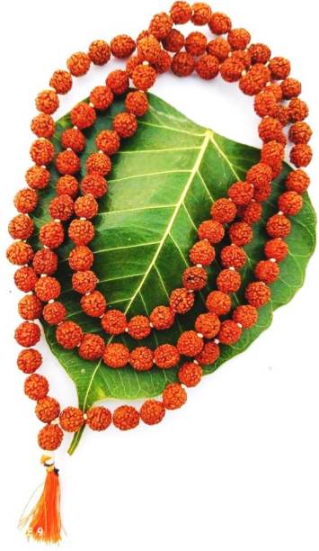 Ausrich PanchMukhi Rudraksha Jaap Mala Original 108 Beads Brass Chain
