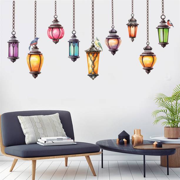 Flipkart SmartBuy Wall Stickers Colourful Classic Hanging Lamp Home Decor Extra Large Self Adhesive Sticker