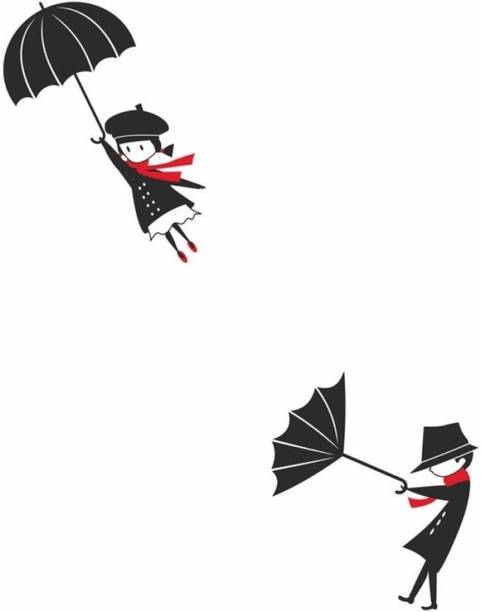 Top girl wallpaper cheap price 5stars Flipkart in India 24 Aquire Wall Stickers Kids Room Funny Flying Girl & Boy in Wind with Umbrella Small PVC Vinyl