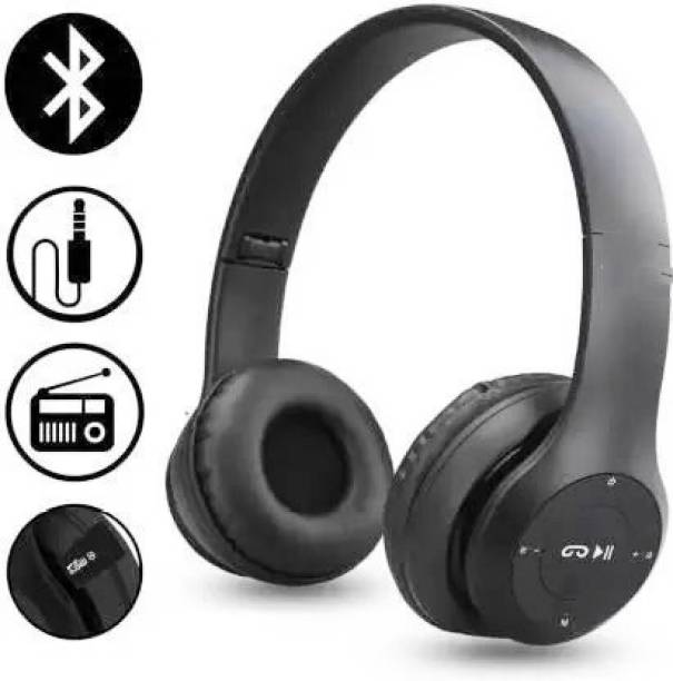 Wanzhow Headphones with Microphone, Stereo Fm,Memory Card Support Bluetooth Headset