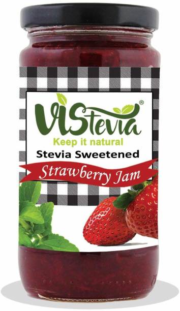 Vistevia Stevia Sweetened Strawberry Jam (400 gm) | 100 % Natural | Keto Friendly | Sugar-Free 400 g