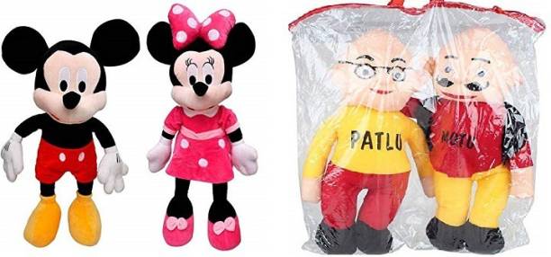 Crispy toys Attractive combo of 3 items Motu Paltu & Micky Mouse and Mini Soft Toys for Kids, Girls & Children Playing Teddy Bear & Doll for birthday gifts  - 50 cm