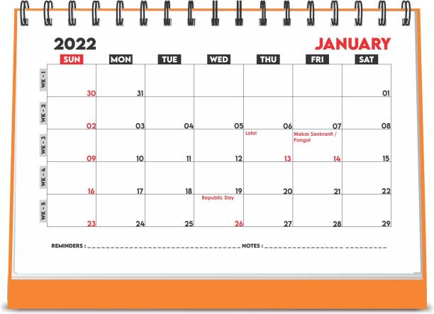 ESCAPER Box Designer 2022 Calendar Planner (A5 Size - 8.5 x 5.5 inch - 12 Pages Month Wise) | 2022 Calendar for Desk | 2022 Calendar Table| New Year Desktop Calendar 2022 Table Calendar
