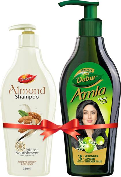 Dabur Amla - World's No.1 Hair Oil - 550 ml with Almond Shampoo - 350 ml Free