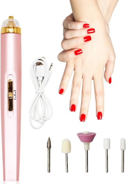 Flying monk 5 in 1 Nail Manicure Machine UV LED Gel Polish Remover Nail Drill Milling Cutter Nail Buffer Polish Remover Grooming Kit Nail Art Pedicure USB Charging rechargeable Cordless